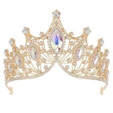 Tiaras Headbands Crown for Women and Girls, Princess One Size Gold-Colorful