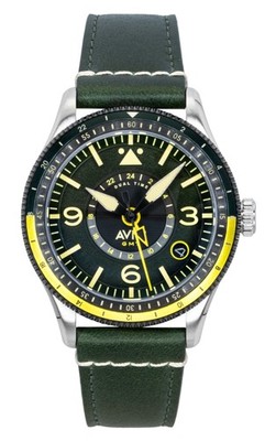 AVI-8 Flyboy Airmaster GMT Green Dial Automatic Sports Men's Watch AV-4128-03