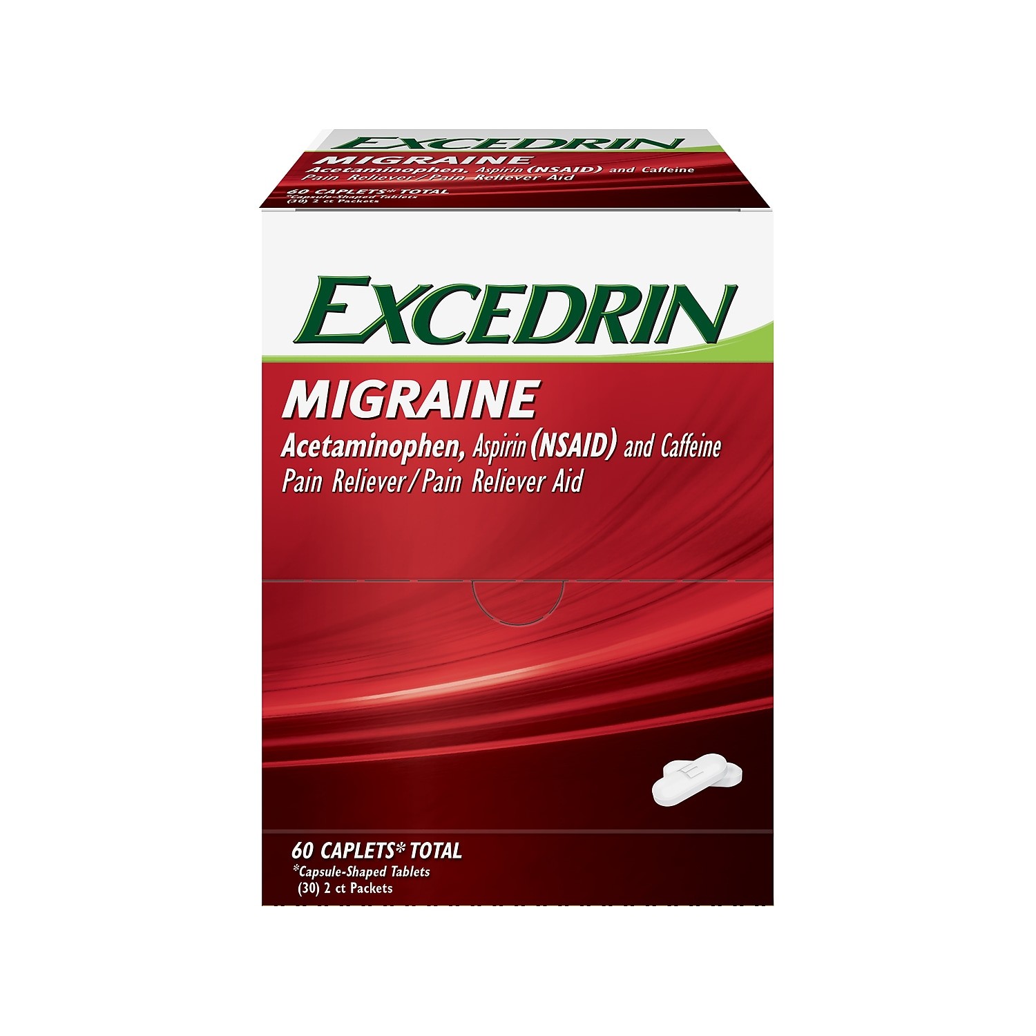 Excedrin Migraine 250mg Acetaminophen Caplet 2/Packet 30 Packets/Box (64498)