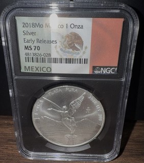 Moneda de plata Libertad 2018 México Onza .999 de 1 oz NGC MS 70 lanzamiento anticipado