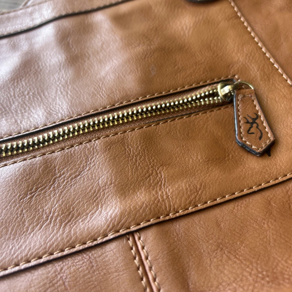 Browning Company Cognac Concealed Carry Shoulder Crossbody Purse Leather Locks - Image 2 of 4