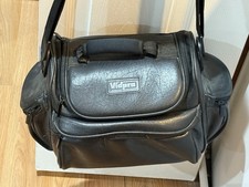 Vintage VIDPRO Black Soft Leather Shoulder Bag for Camera/Video Large Clean