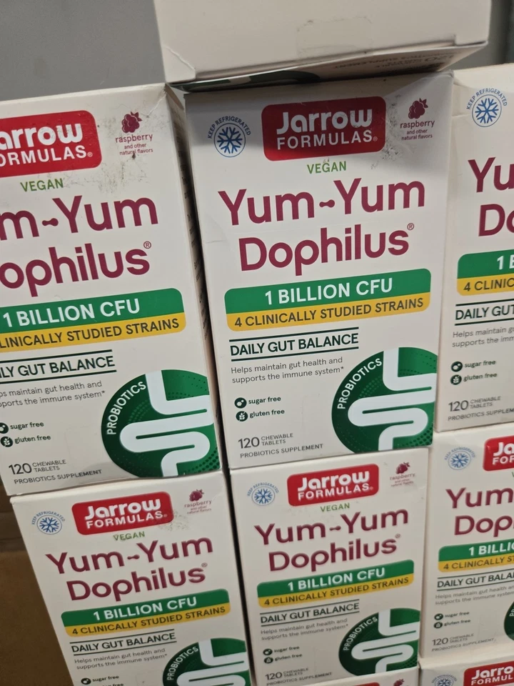 10 Yum-Yum Dophilus, Raspberry, 1 Billion CFU, 120 Chewable Tablets 9/25 Exp - Image 2 of 3