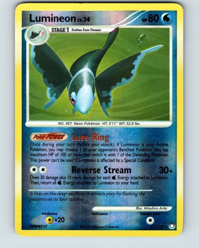 Lumineon 11/123 Rare Mysterious Treasures Pokemon Reverse Holo Lightly Played