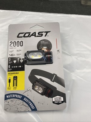 Coast 2000 Lumens 66H 146 M  Distance Rechargeable Head Lamp  New
