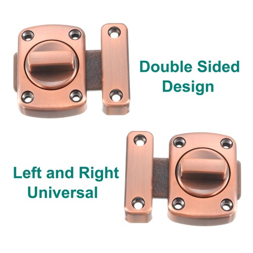 Rotate Bolt Latch, Zinc Alloy Door Lock Gate Latches, 2.2x1.6" Red Bronze 2Pcs - Imagen 5 de 6