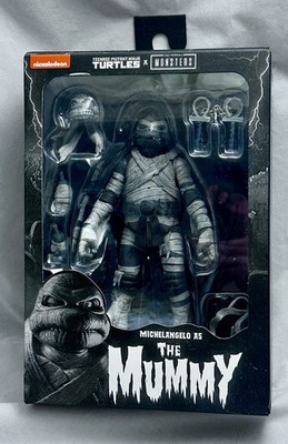 NECA TMNT Universal Monsters Michelangelo Mummy B&W Figure NIB