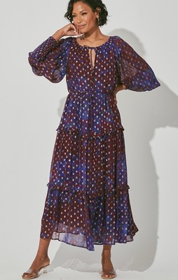 Cleobella Addison Midi Dress Confetti Tiered Sheer Size XS  $298