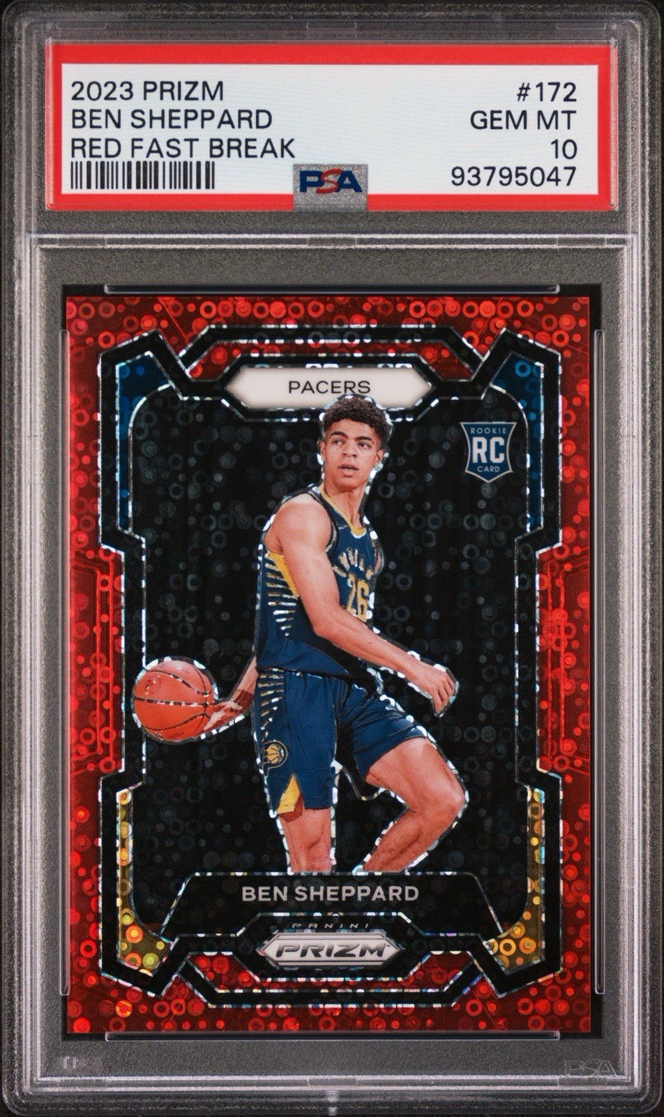 2023-24 Panini Prizm #172 Ben Sheppard Rookie Red Fast Break Red /100 PSA 10 GEM