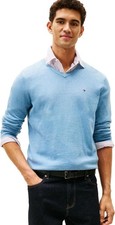 Tommy Hilfiger Men's Essential Long Sleeve Cotton V-Neck Pullover Sweater- XS