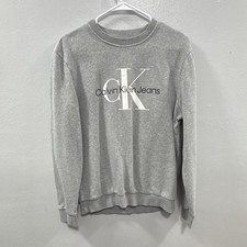 Calvin Klein Jeans Men's Fleece Crewneck Pullover Sweatshirt Gray Logo M