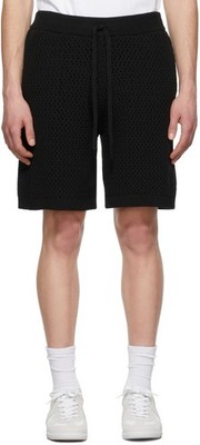 Helmut Lang Pointelle Black Knit Mens Shorts Size Large New