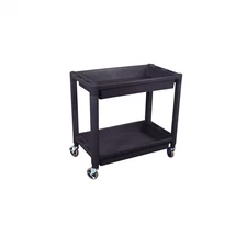 High Teck Products T425 Utility Cart, 300 lb, Black, Heavy-Duty Plastic, 2 Shelv