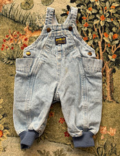 Vintage 1980s OshKosh B'gosh Light Wash Overalls 6/9Mo, oversize pockets, Cotton