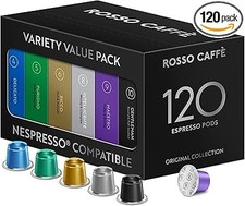 ROSSO CAFFÈ 120 Nespresso Machine Compatible Capsules, Variety Pack, 6 Flavours 0.31 per lighter