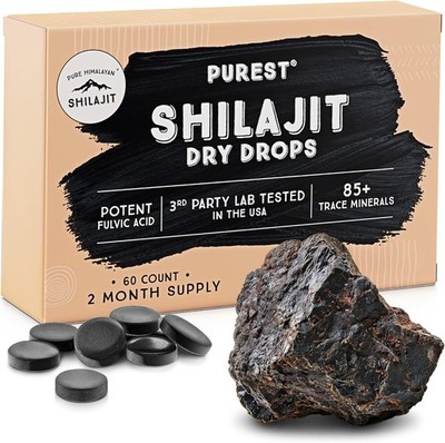 Pure Himalayan Shilajit Dry Drops 12g 60ct Fulvic Acid Lab Tested Resin