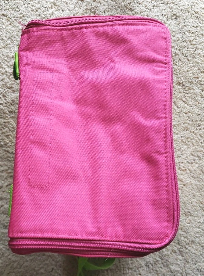 The Original Nantucket Bag/ Backpack Tall Canvas Multi Pocket Vibrant Pink/Green image 9
