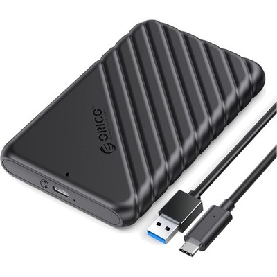 Festplattengehäuse 2,5 Zoll, USB C, SSD HDD, SATA, UASP, TRIM, schwarz, 6TB