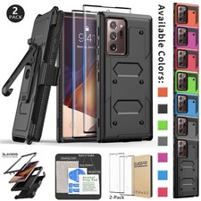 For Samsung Galaxy Note20/20 Ultra 5G Case Hard Belt Clip Cover / Tempered Glass