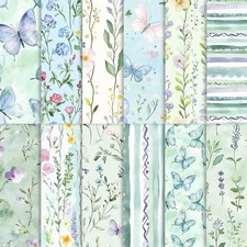 24 Sheets Spring Floral Butterfly Scrapbook Paper, Wildflower Birds Decorative