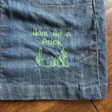 Calvin Klein Sz 6 Denim Zip Short Jean Skirt Embroidered Don't Be A Prick Medium
