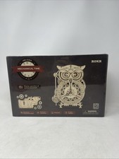 ROKR Mechanical Gears 3D Wood Puzzle Owl Clock Quartz Pendulum Timer Roman LK503