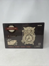 ROKR Mechanical Gears 3D Wood Puzzle Owl Clock Quartz Pendulum Timer Roman LK503