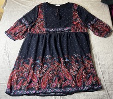 Dex Women s Black Dress with a Colorful Paisley Print Size 3X