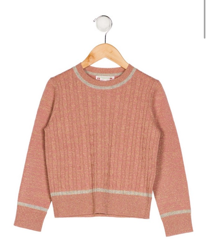 NWOT Bonpoint Girls Sparkling Pink Wool Sweater Size 8