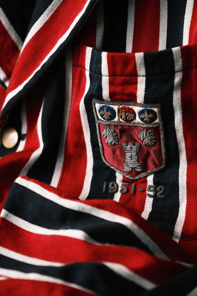 Blazer a rayas de navegación de la década de 1950 "Leycott" British Royal Garmmar School Foto 3 de 4