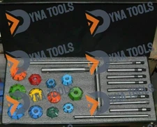 ENGINE VALVE RESTORATION CARBIDE TIPPED SEAT CUTTERS KIT + 8 GUIDE STEMS BOXED