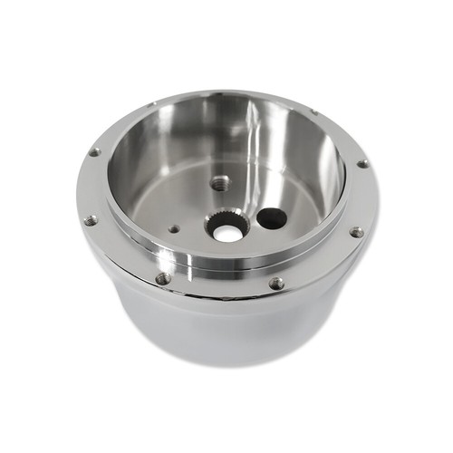 14" Split Tri Spoke Steering Wheel w/Smooth Horn Button& Adapter Chrome Aluminum - Picture 9 of 11