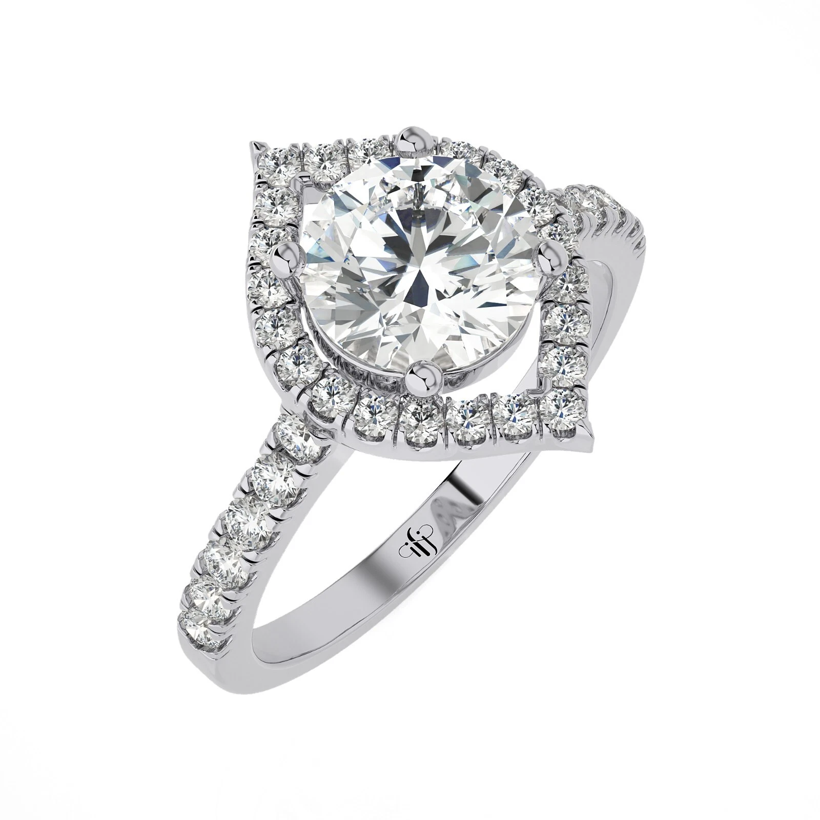 Lab Grown Diamond Engagement Ring 1.95Ct IGI Certified Round Cut 14k White Gold image-2