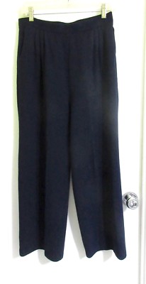 St. John 10 M Santana Knit Cropped Wide Leg Pants Navy Blue  --Superb!