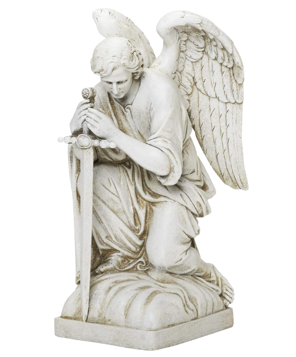 13 Inch H Male Angel Garden Statue Kneeling Sword Praying Outdoor Indoor Decor eBay