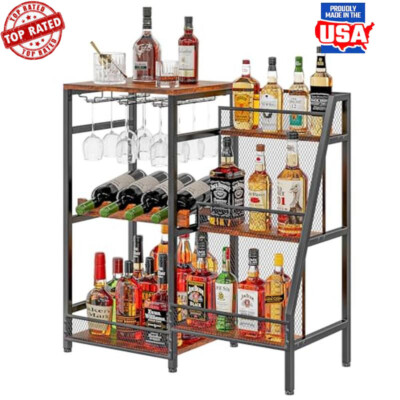 Versatile Liquor Stand Mini Bar Table Freestanding Wine Rack Storage Shelf New