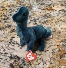 TY Bronty the Dinosaur Brontosaurus Beanie Babies 3rd Gen hang tag 2nd Gen tush