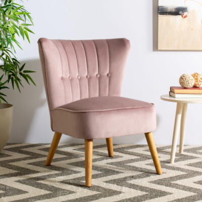 SAFAVIEH June Mid-Century Accent Chair Mauve/ Natural