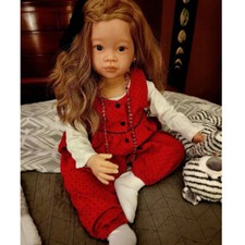 30inch Artist Finished Huge Reborn Baby Doll Hand-Rooted Hair Toddler Girl Toy
