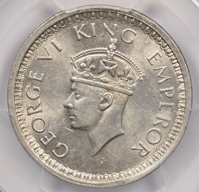 British India 1945 L Rupee PCGS MS 62 rare condition SW-9.34 Small