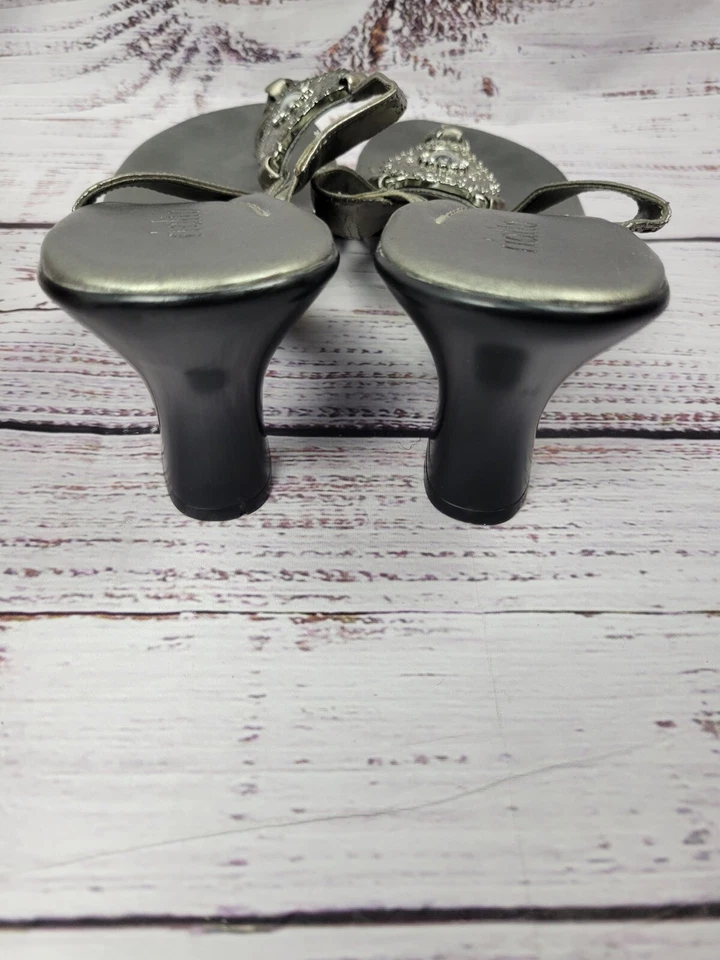 Sandalias RIALTO Cuentas Zapatos Talla 10M Gris Tacones con Tiras Adornadas Metálicas Elegante Foto 2 de 4