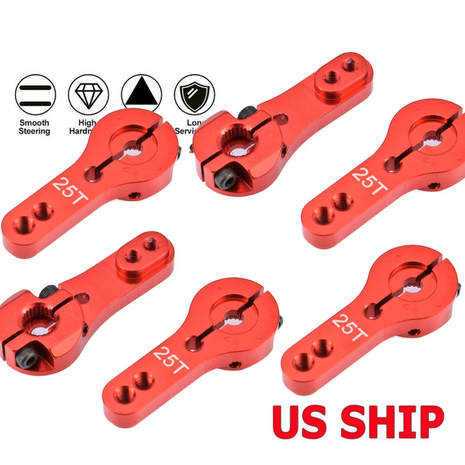 6 Pack Red Aluminum 25T Steering Servo Motor Horn Arm For Futaba Savox - Image 2 of 4