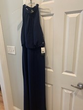 Adrianna Papell Women's Blouson Halter Gown midnight Size 8 NWT