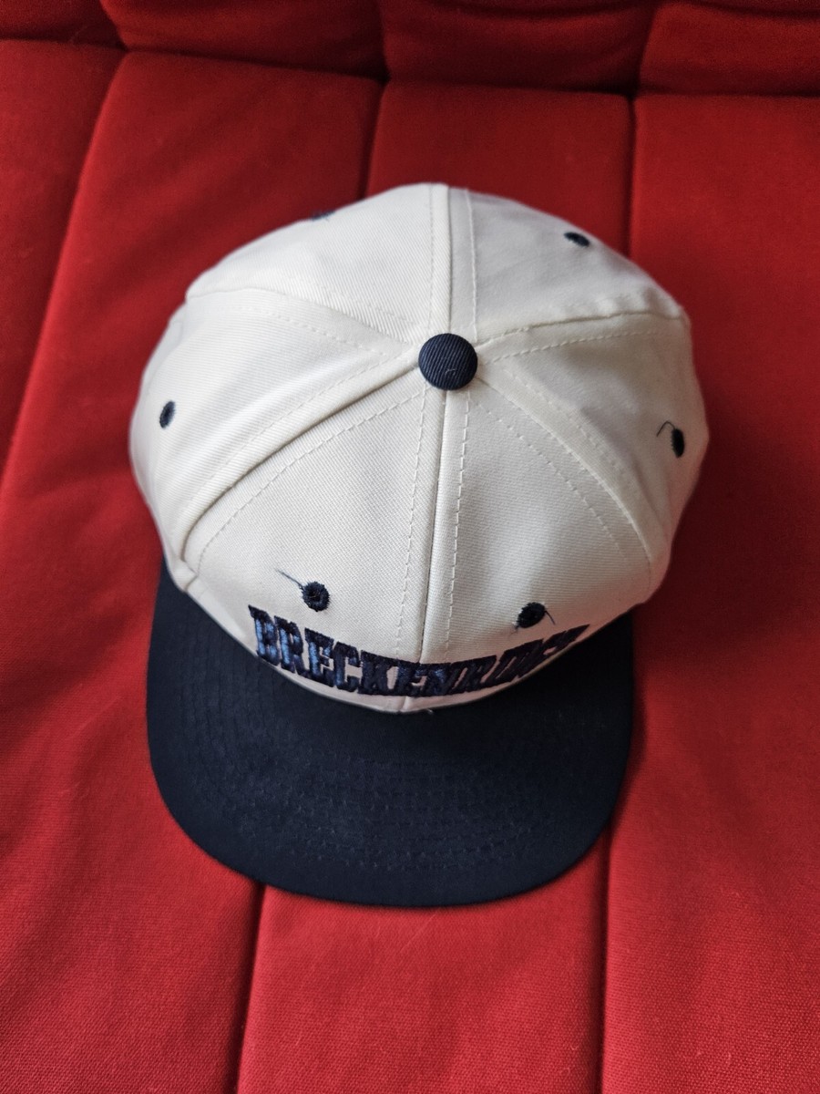 Vintage 90s Breckenridge Colorado White Snapback Arch Hat Twill