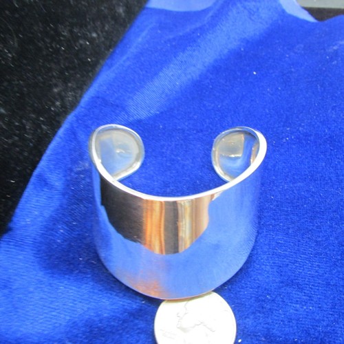 VINTAGE MEXICAN WAVE CUFF BRACELET 28 GRAMS ROLLED EDGE - Picture 3 of 6