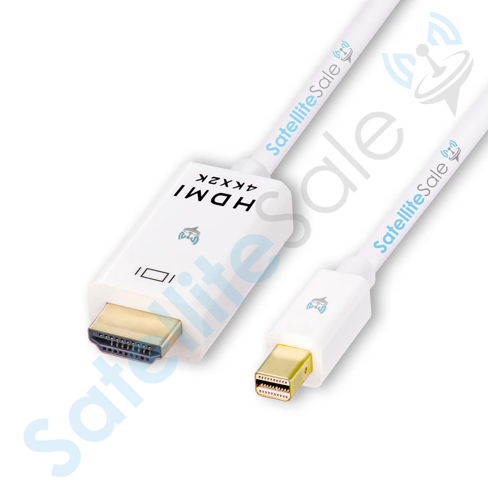 SatelliteSale Mini DisplayPort to HDMI 4K/60Hz Cable PVC White Cord - Image 2 of 4