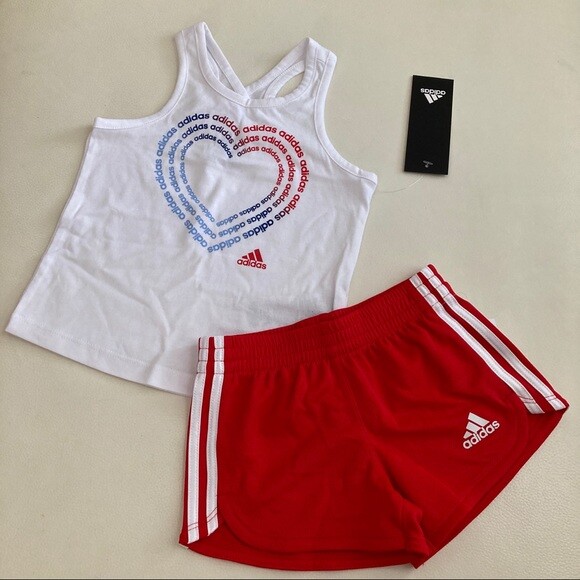 Adidas cute baby girl star red shorts set 2293 image 4