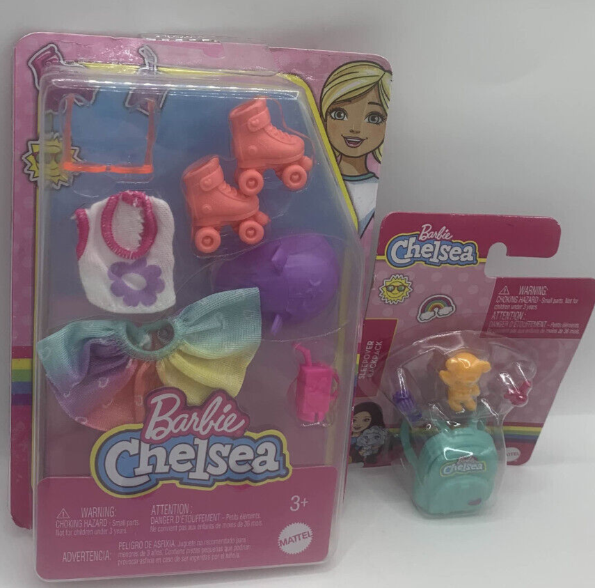 NEW Barbie Chelsea Back To School Backpack & Rollerskating Doll Accessories A