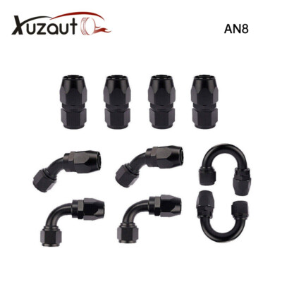 10PCS AN8 8AN  CPE Swivel Fuel Oil Gas Hose End Fitting Adapter Kit 0 45 90 180