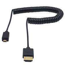 Micro HDMI Male to Full HDMI Coiled Adapter Cable Extreme Slim/Thin for 1080P 4K
